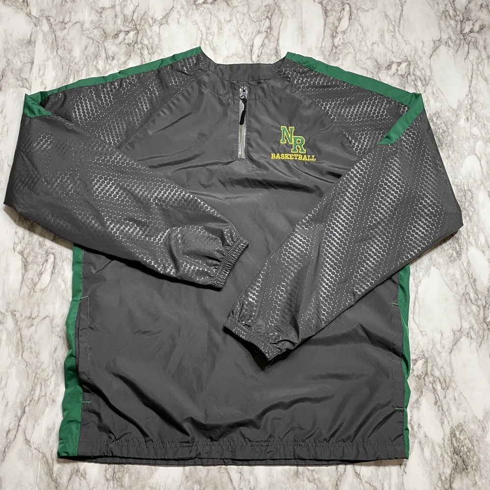 Holloway Men's Windbreaker Jacket M Gray Long Sleeve 1/4 Zip Lined NR Basketball